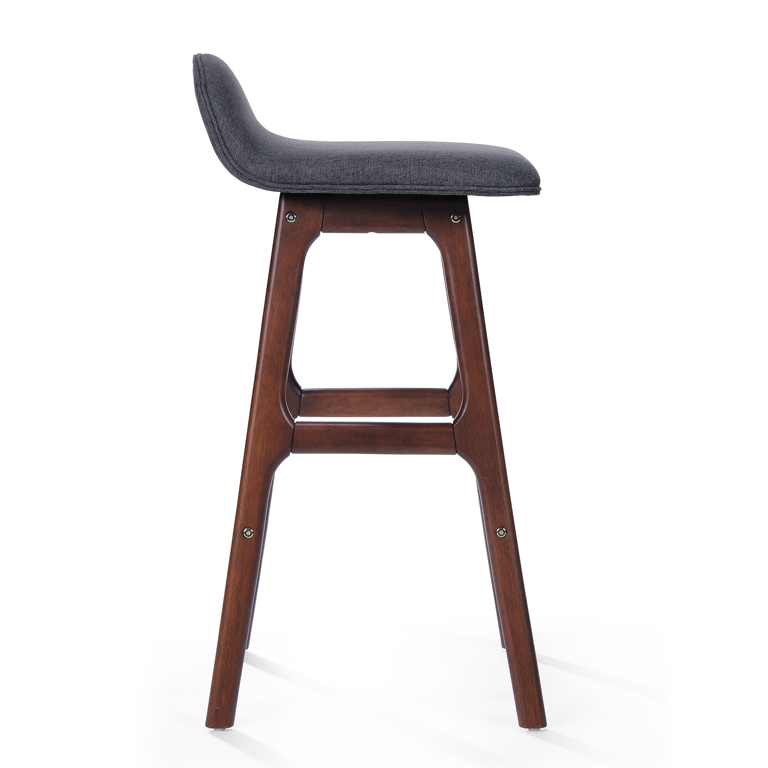 Noble House Brookes Mid-Century Modern Upholstered Barstools (Set of 2)， Charcoal and Natural Walnut