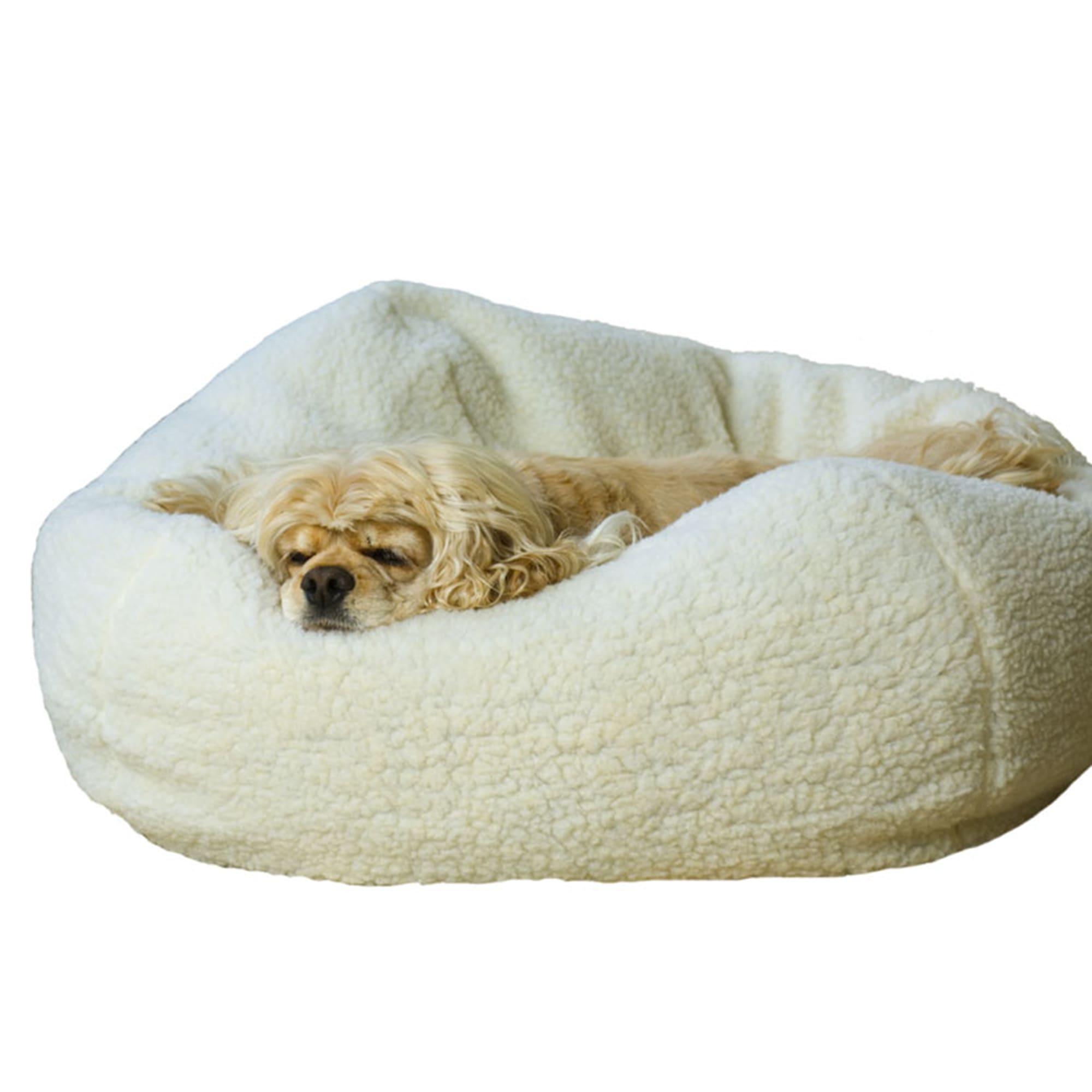 Carolina Pet Company White Sherpa Puff Ball Dog Bed， 26