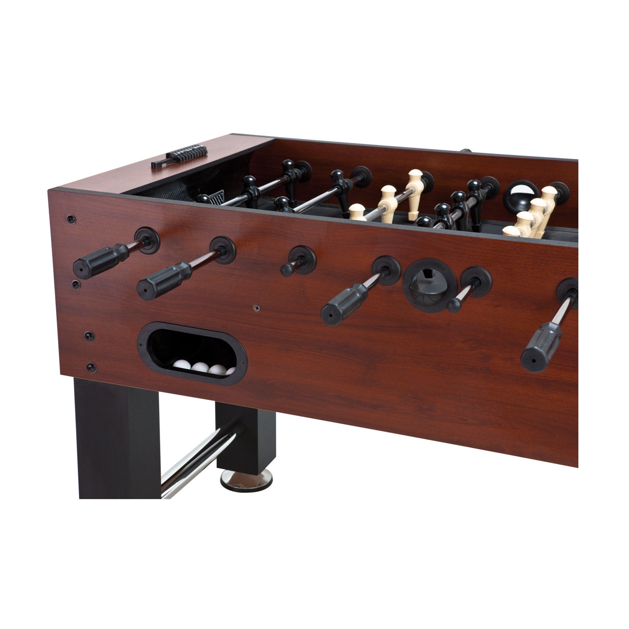 Fat Cat Tirade MMXI 4.5’ Foosball Table with Robot Style Players, Family Style Soccer Game with Mahogany Wood Finish and Abacus Scoring