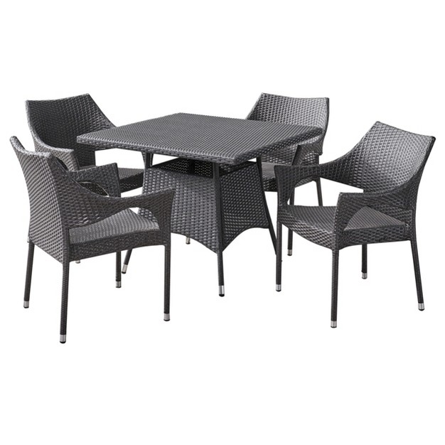 Arden 5pc Wicker Patio Dining Set Gray Christopher Knight Home