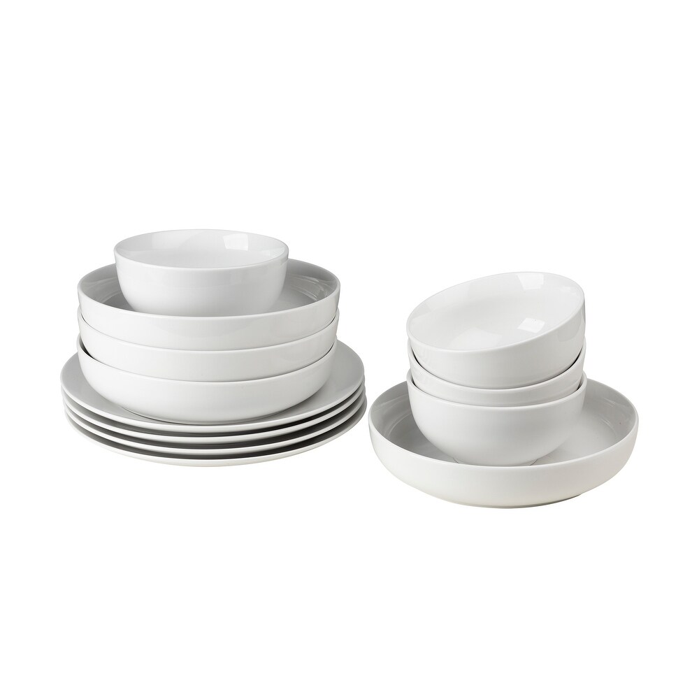 Euro Ceramica White Essential 12 Piece Dinnerware Set (Service for 4)