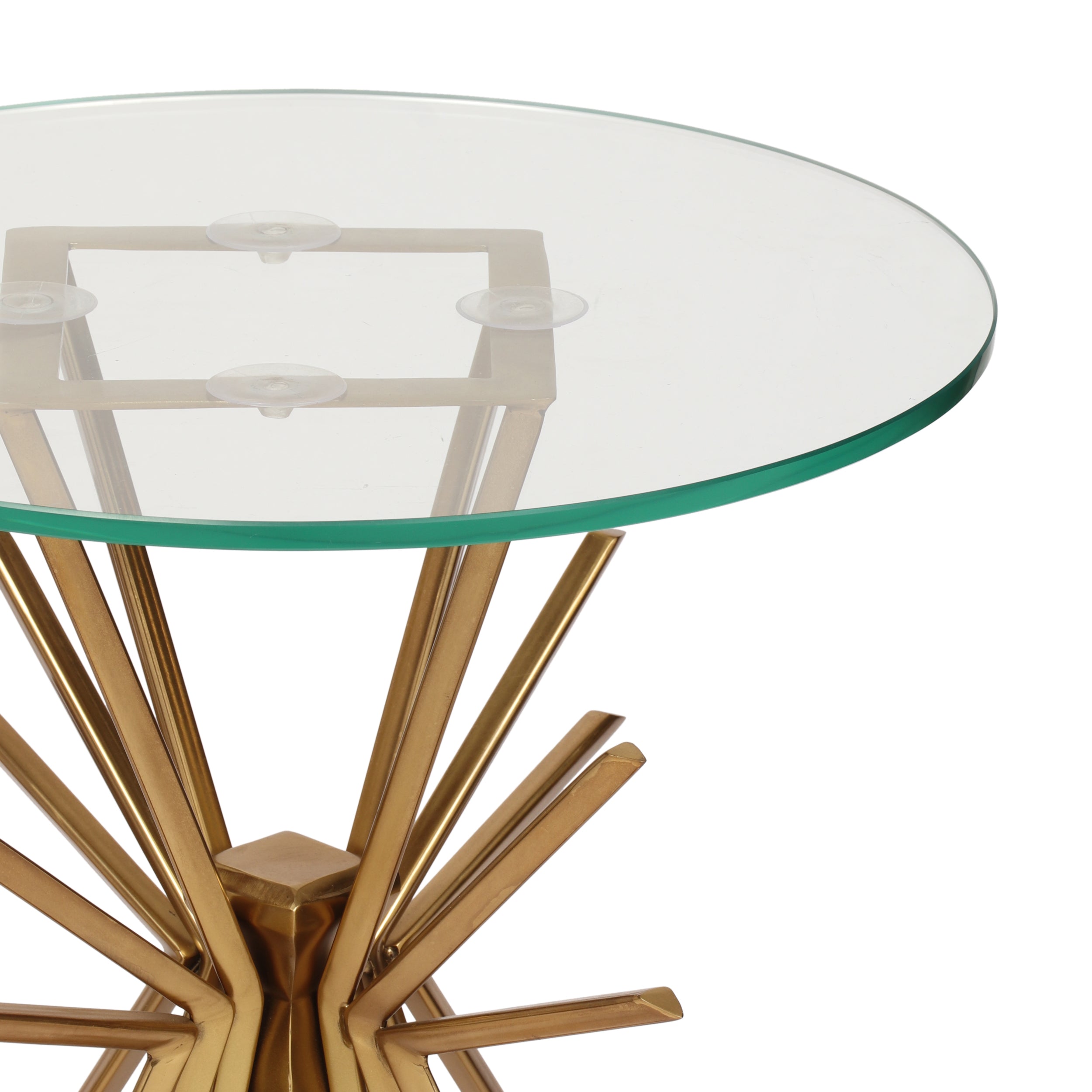 Martha Modern Glam Sunburst Accent Table with Tempered Glass Top