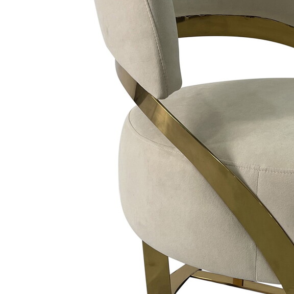 Light Beige and Gold Sofa Chair B030131461