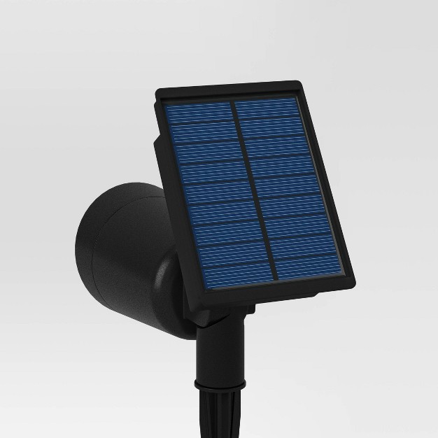 2pk Short Solar Led Outdoor Spotlights Matte Black