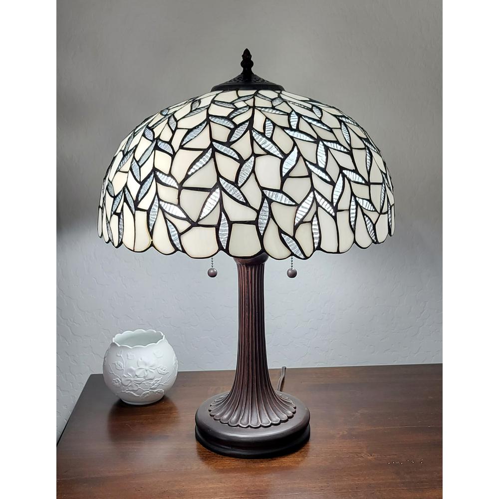 HomeRoots 478169 24 in. Stained Glass Leafy Vintage Accent Table Lamp&#44; Multi Color