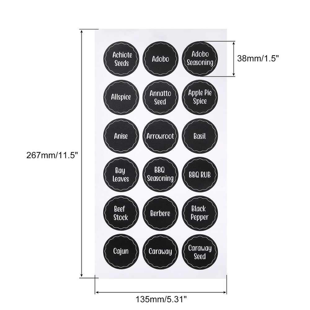 Mason Jar Label Rectangle Sticker 38mm Dia Word Spice Labels