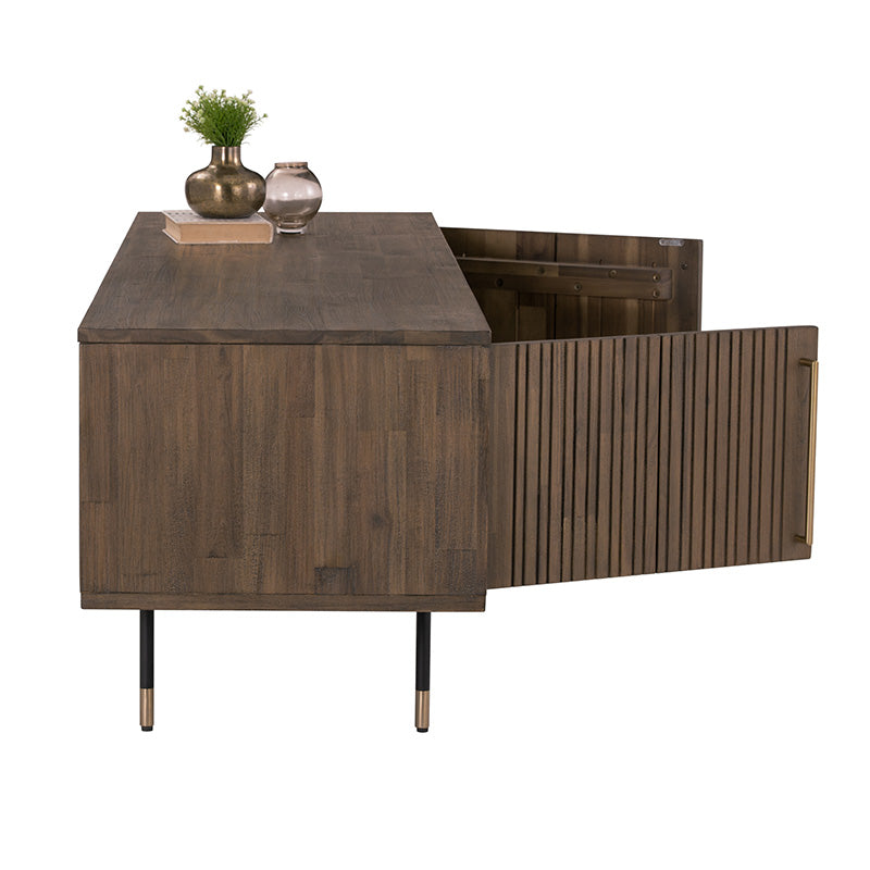 HAMILTON Entertainment TV Unit Solid Acacia Wood 200cm - Toffee Colour