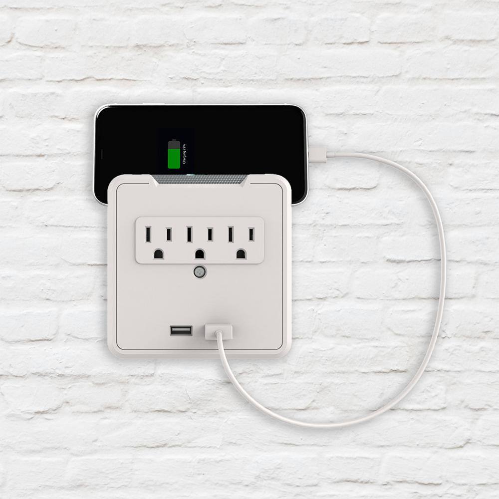 ijoy Power 3-Outlet Wall Mount Surge Protector with 2-USB White IJOTPB01