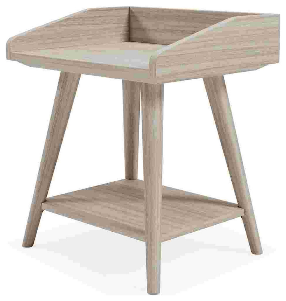 Benzara BM266416 Wooden Accent Table With Gallery Rail Top  Beige   Midcentury   Side Tables And End Tables   by Uber Bazaar  Houzz