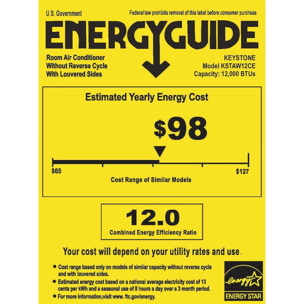 Keystone Energy Star 12000 BTU Window-Mounted Air Conditioner with Follow Me LCD Remote Control in White KSTAW12CE KSTAW12CE