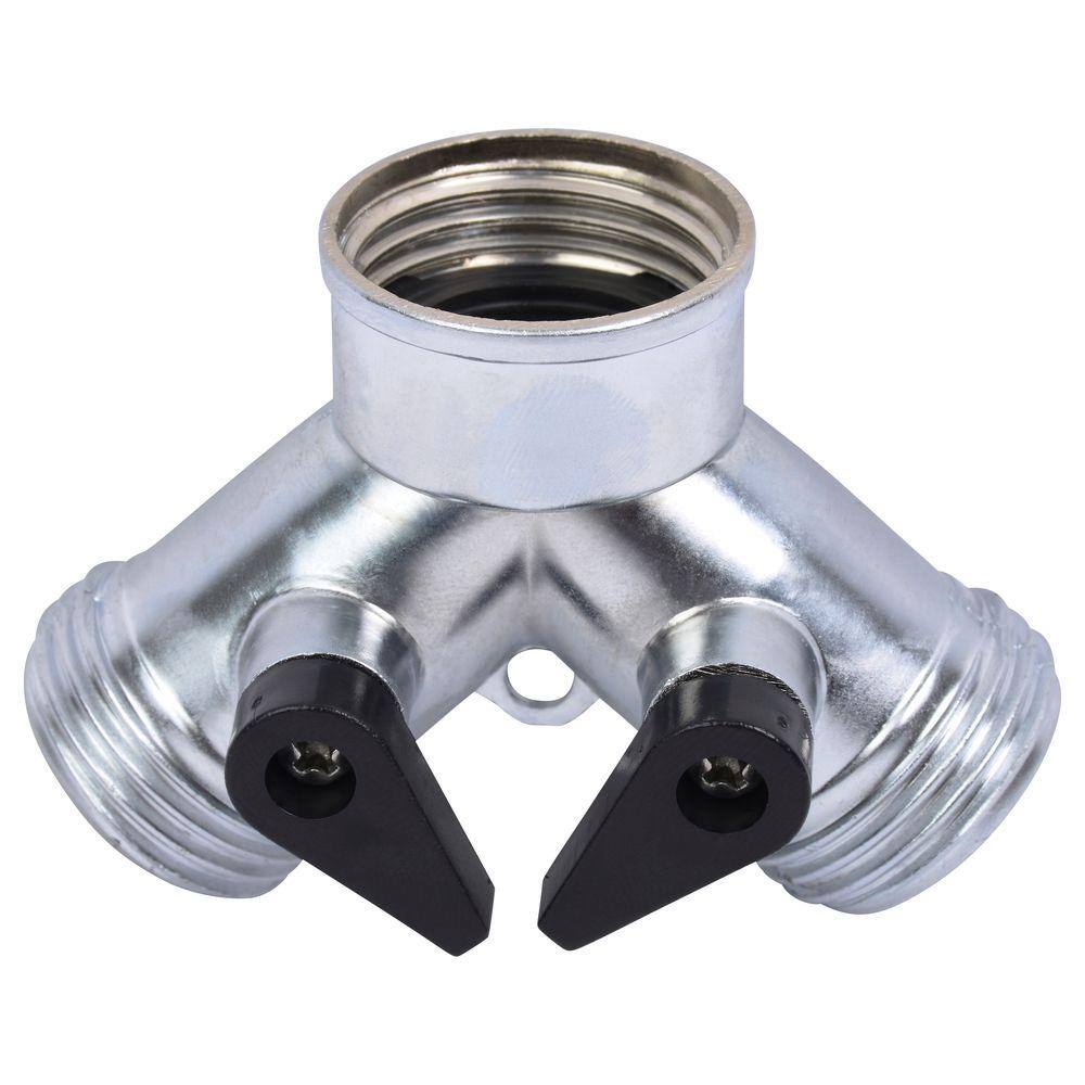 Melnor 2-Way Y Shut-Off Metal Hose Connector 312S