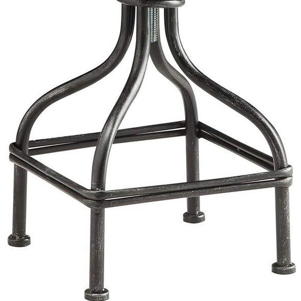 Vintage Metal Frame Swivel Counter Bar Stool with Round Padded Seat， Brown and Gray