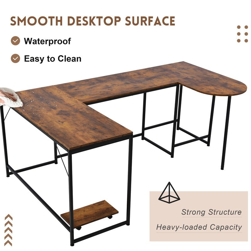 Industrial Style U Shaped Computer Desk  Writing Table Workstation