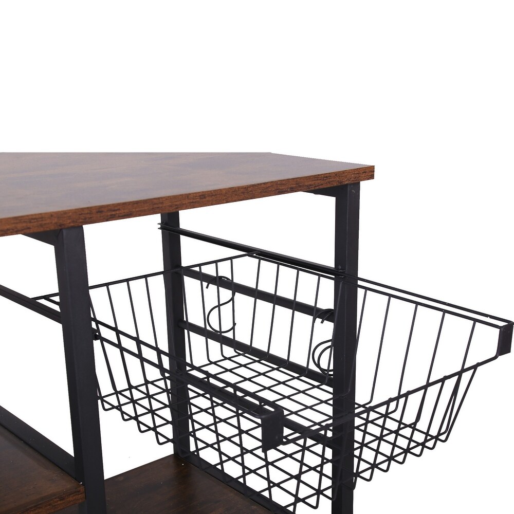 Kitchen Bakers Rack with 4 Shelves and Wire Basket