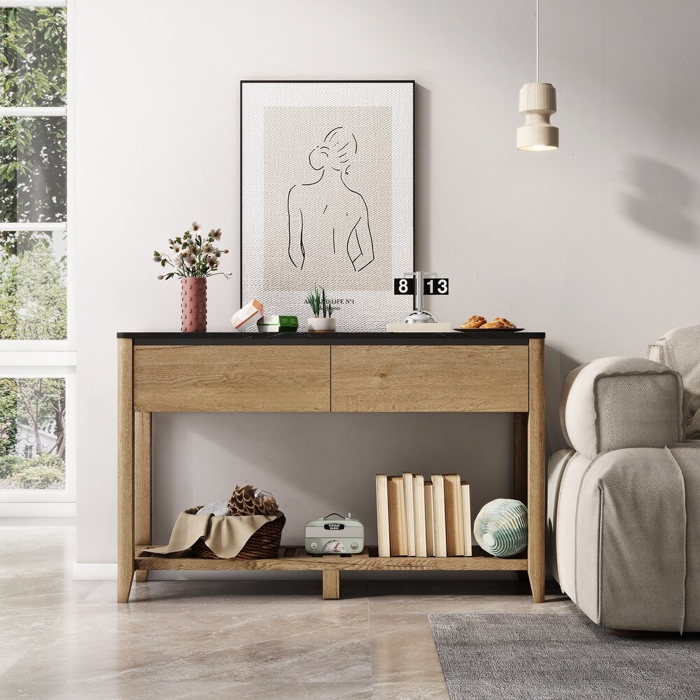 Retro Storage Cabinet with Drawers and Storage Underframe Hallway Entrance Entryway Table Living Room Sofa Narrow Side Table