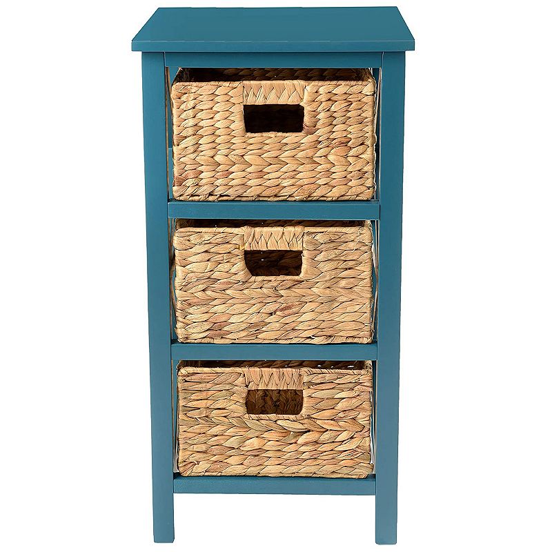 eHemco 3 Tier X-Side End Storage Cabinet with 3 Wicker Baskets