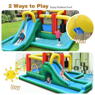 Costway Fabric Slide Water Park Climbing Bouncer Pendulum Tunnel Game without Blower OP70801