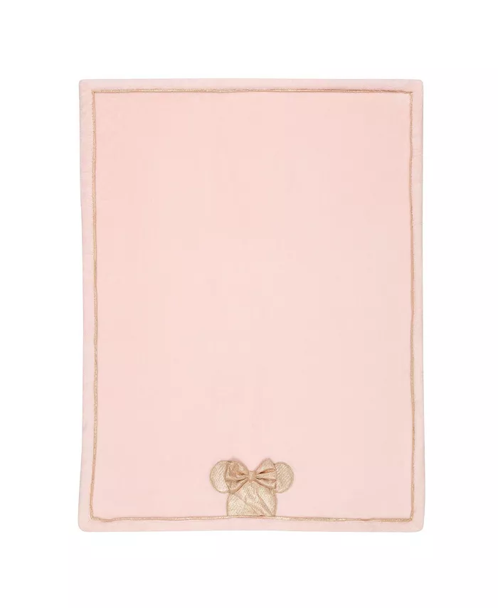 Lambs and Ivy Disney Baby Pink Rose Gold MINNIE MOUSE Appliqued Baby Blanket