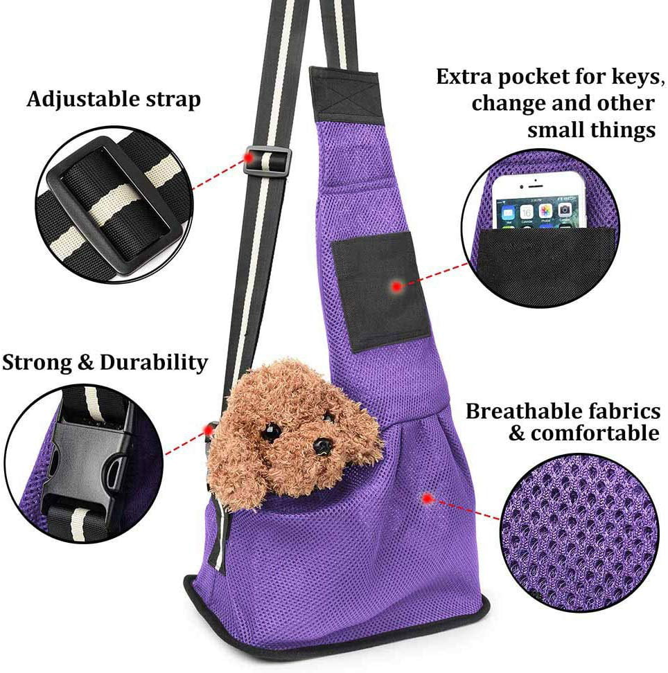 LUXMO Hands-Free Pet Sling Carrier Bag Small Dog Cat Adjustable Single Shoulder Travel Bag