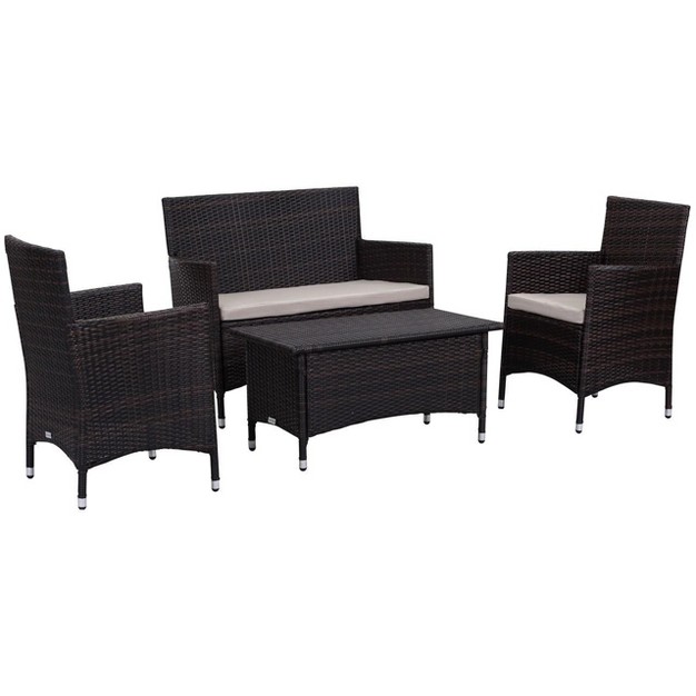 Figueroa 4 Piece Patio Outdoor Conversation Set Safavieh