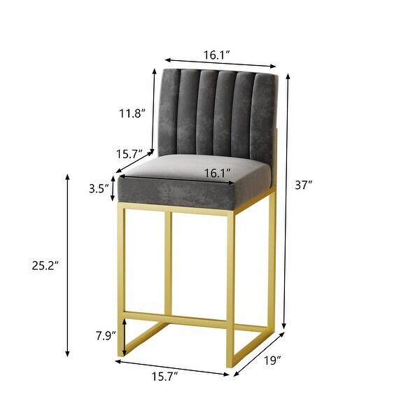 Modern 25inch Counter Height Bar Stools with Velvet Upholstered Seat