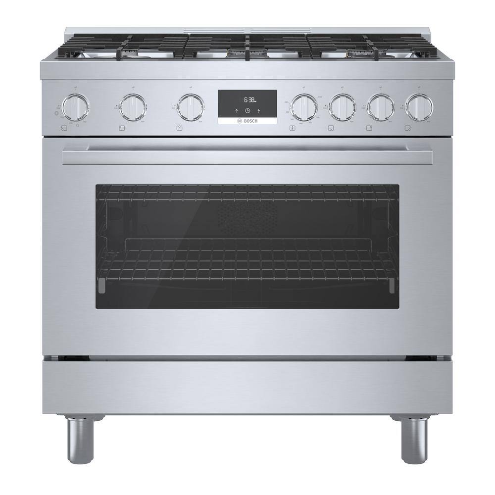 Bosch 800 Series 36 in. 3.5 cu. ft. Industrial Style Gas Range with 6-Burners in Stainless Steel HGS8655UC