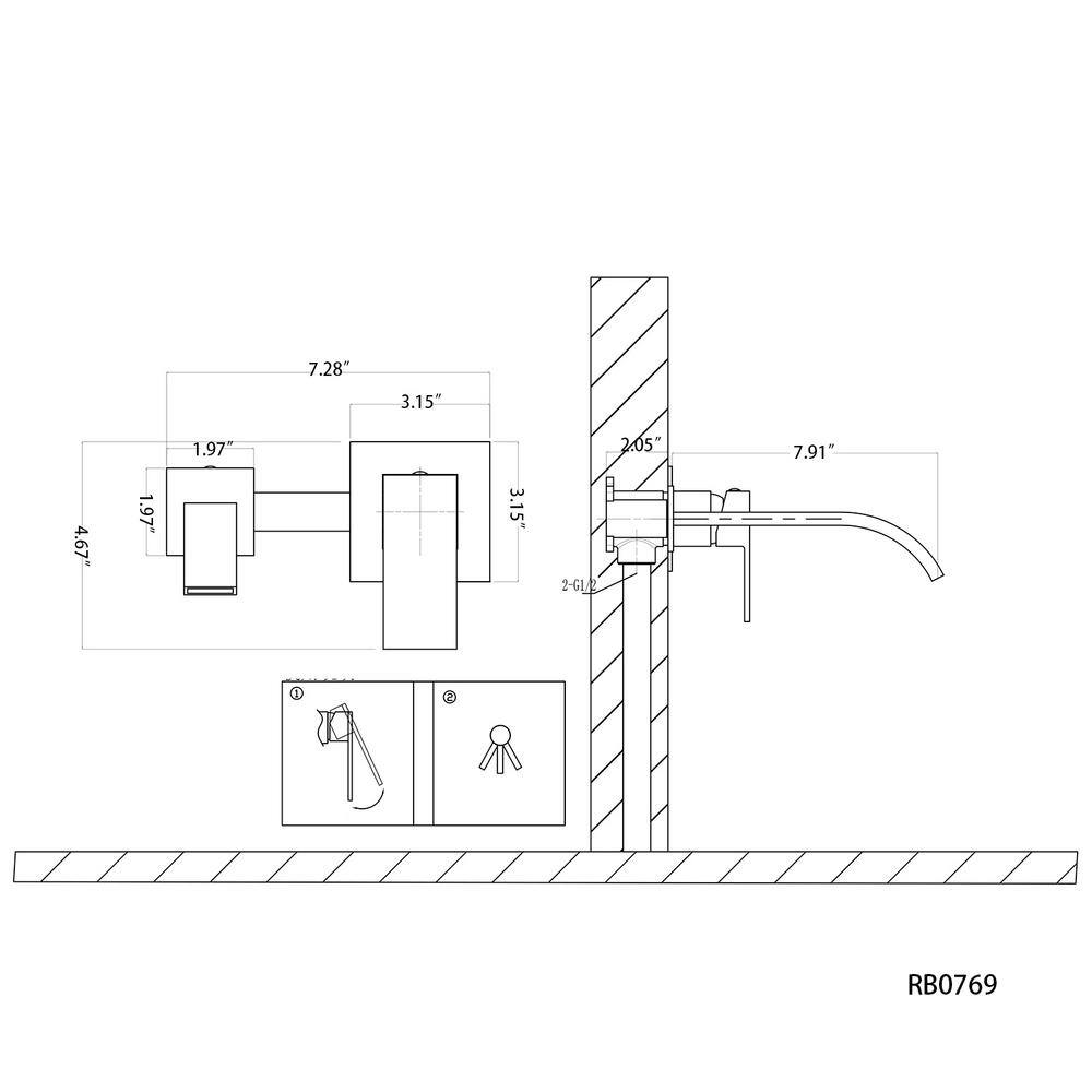 WELLFOR Single-Handle Wall Mounted Bath Faucet in Matte Black WB-FA061MB