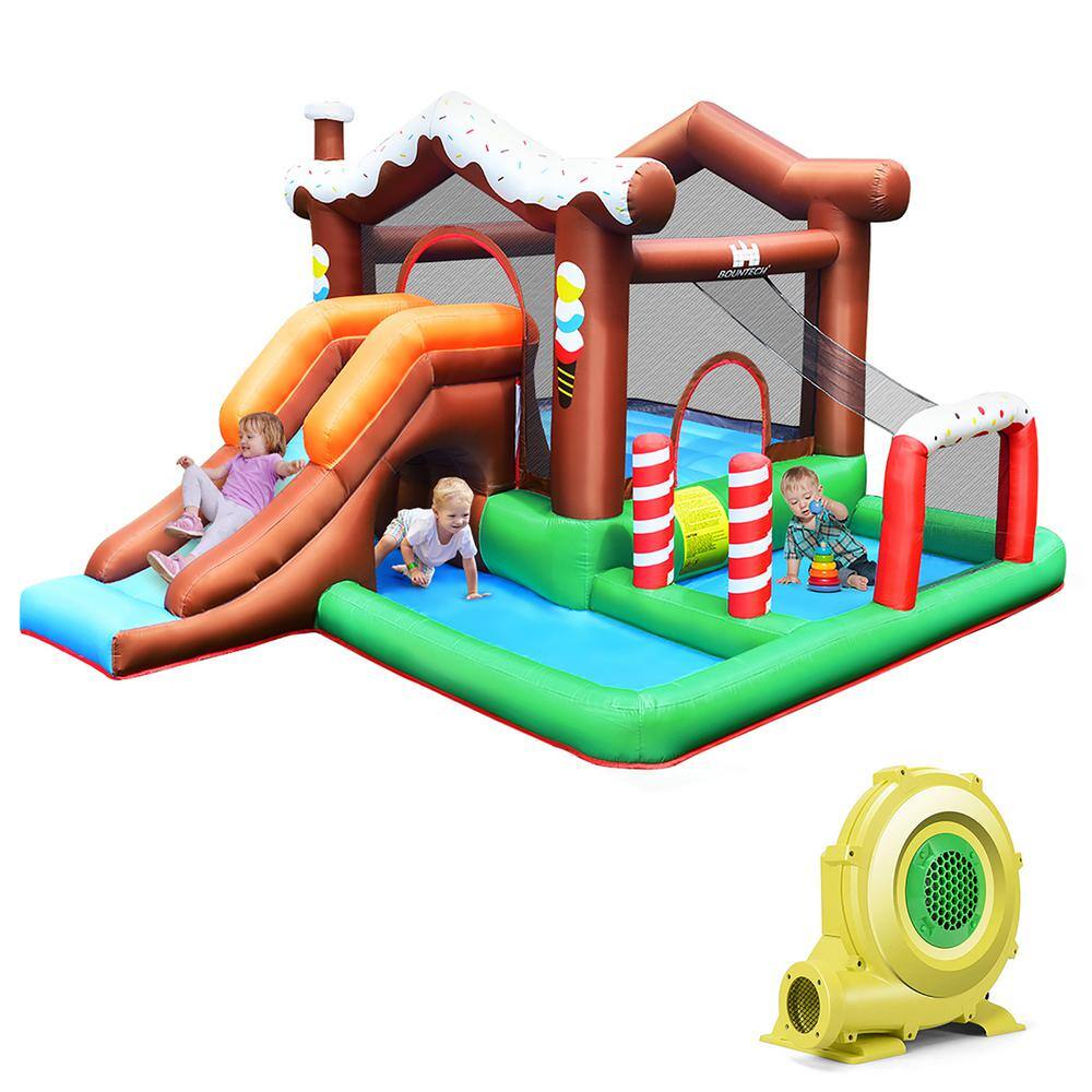 Costway Inflatable Bouncer Sno-Watt House Jump ClimbingSlide Ball Pit with tunnel and Blower OP70396+EP24682