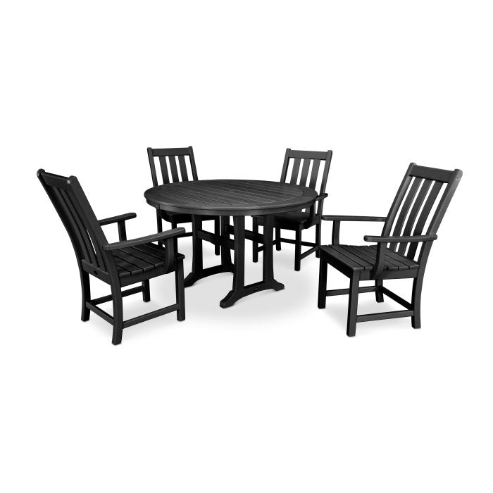 Polywood Vineyard 5-Piece Round Dining Set with Trestle Legs PWS347-1