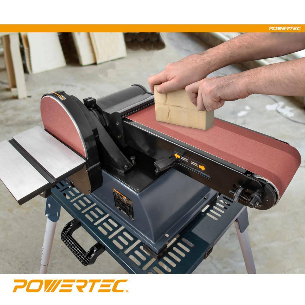 POWERTEC 4 in. x 36 in. 60-Grit Aluminum Oxide Sanding Belt Sandpaper for Belt Sander (10-Pack) 110630