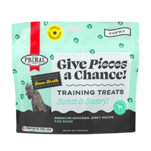 Primal Give Pieces A Chance Jerky Chicken w/ Bone Broth Dog Treats 4 o