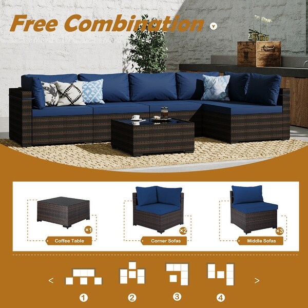 UPHA 5Person Outdoor Furniture Set Patio Wicker Conversation Set