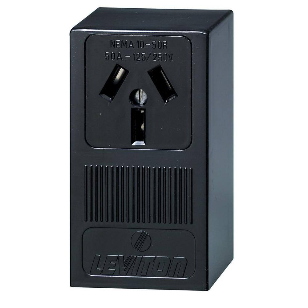 Leviton 50 Amp Thermoplastic Power Single Outlet Black R20-05050-P00