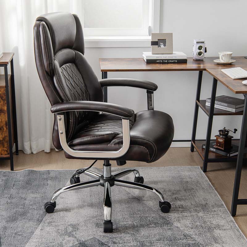 500 LBS Big & Tall Office Chair, Extra Wide Seat Leather Executive Chair, Height Adjustable Swivel Computer Desk Chair