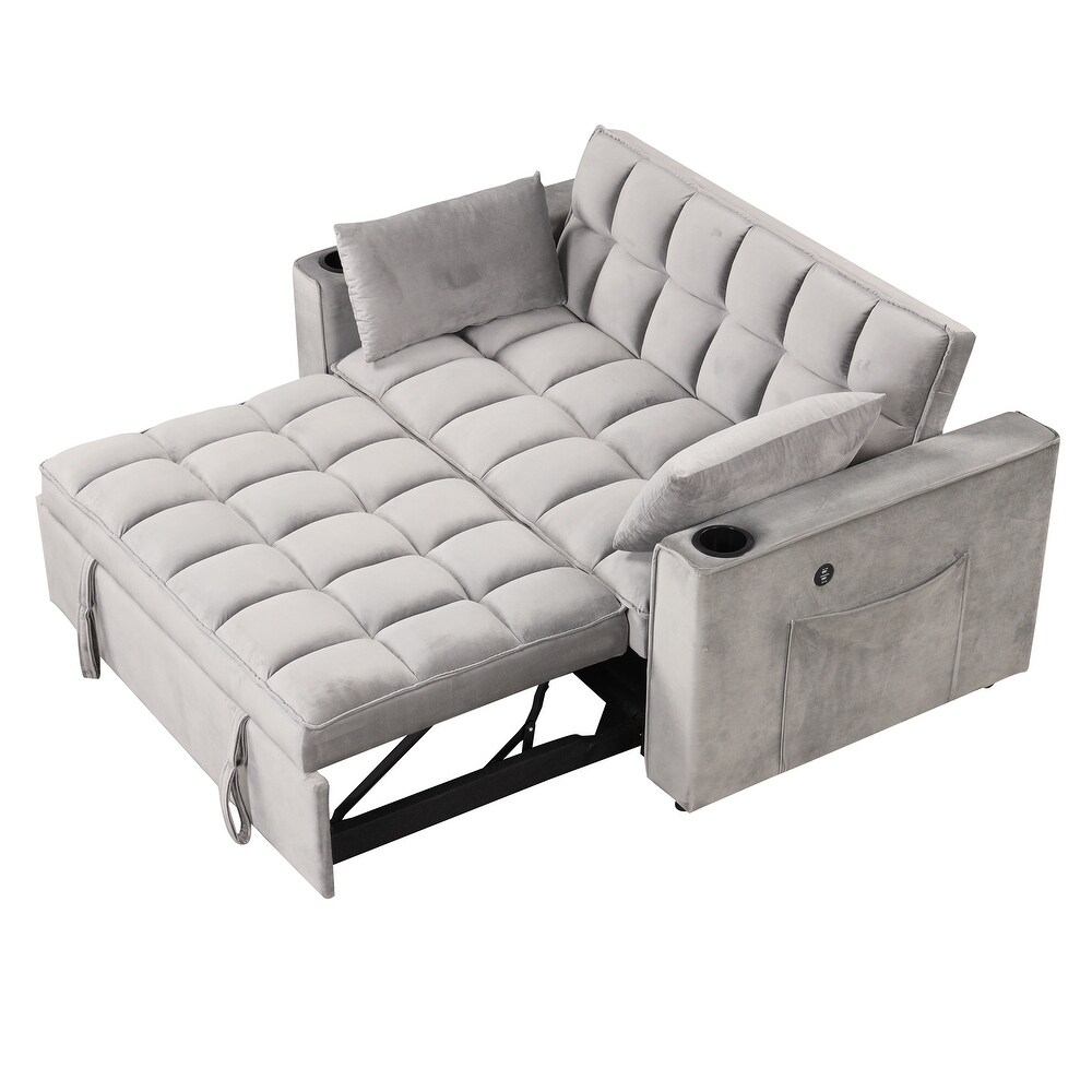 Multi Functional Convertible Sofa Bed  Loveseat w/Pull Out Sleeper Bed