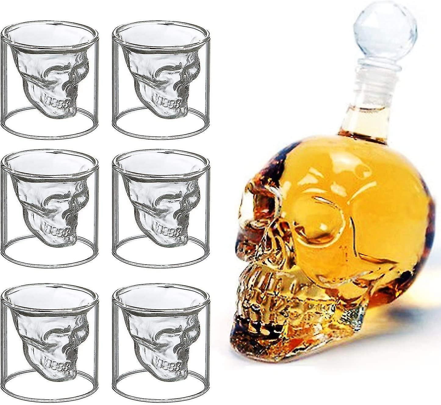 350/550 Ml Skull Shot Glasses Set， Skull Wine Bottle With 6 Skull Glasses， Perfect For Colored Drink