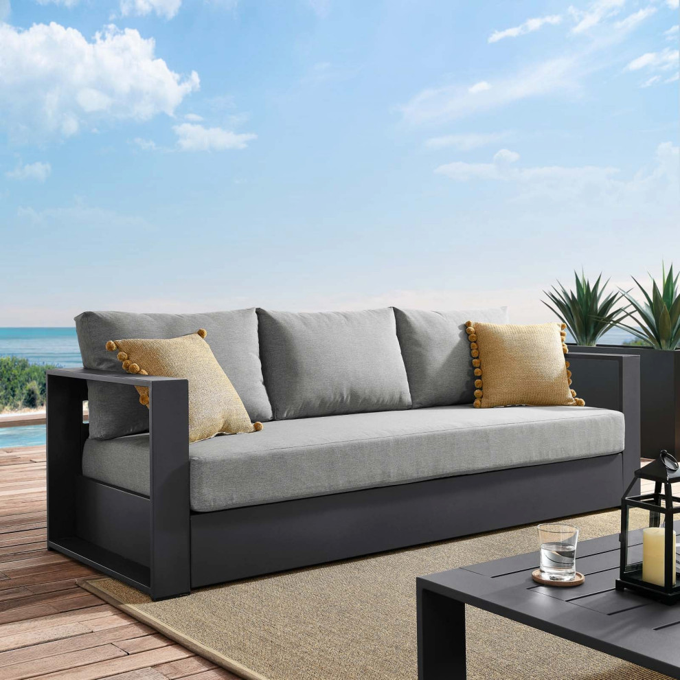 89 quotBrentwood Outdoor Patio Powder Coated Aluminum Sofa   Transitional   Outdoor Sofas   by Advanced Interior Designs  Houzz