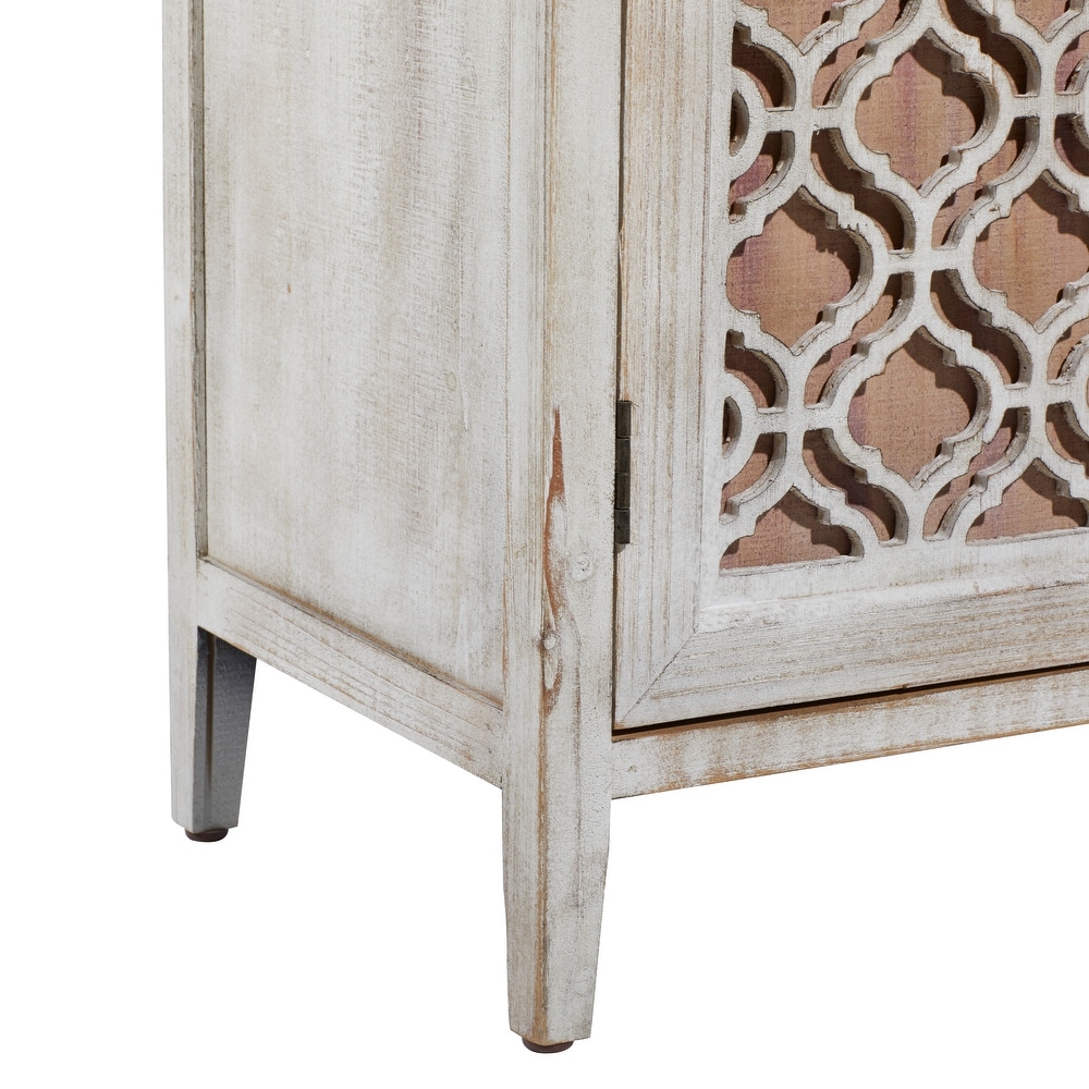 Brown Wood Farmhouse Cabinet with Carved Relief Overlay   14\