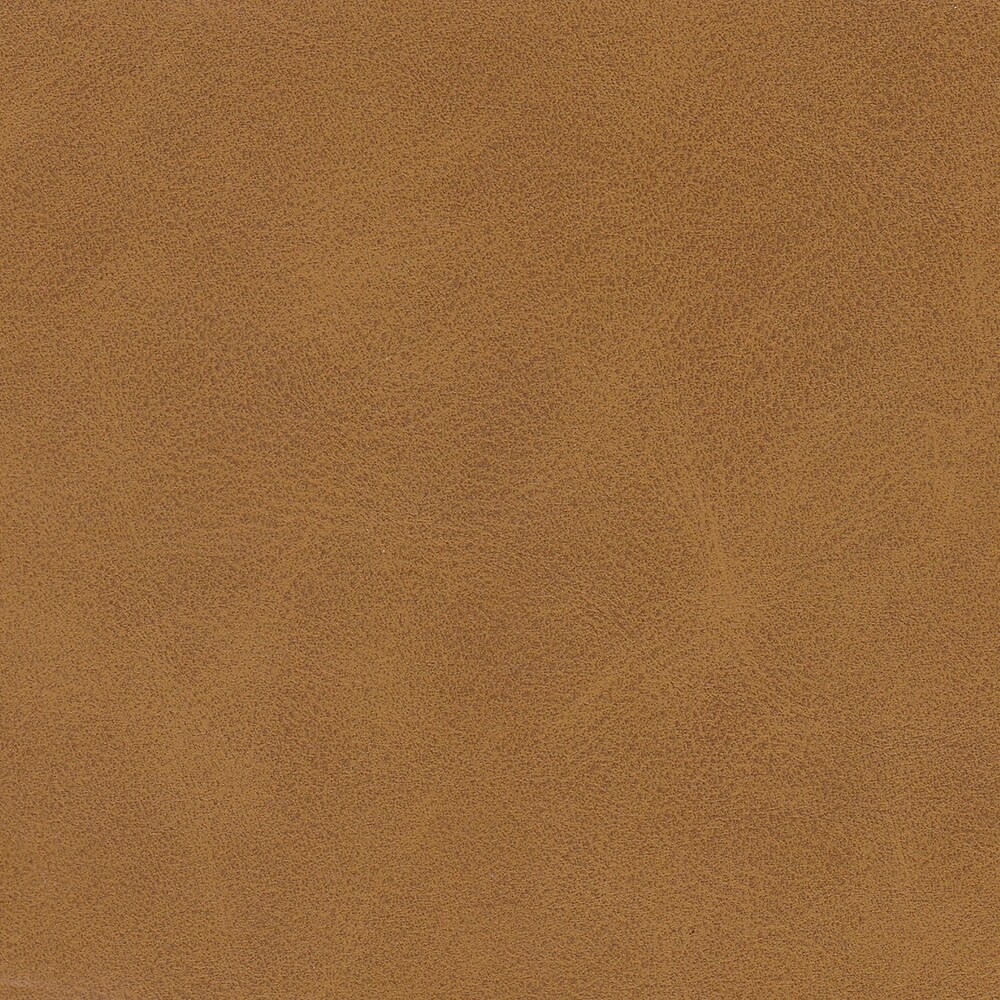 HomePop Upholstered Round OttomanCarmel Faux Leather