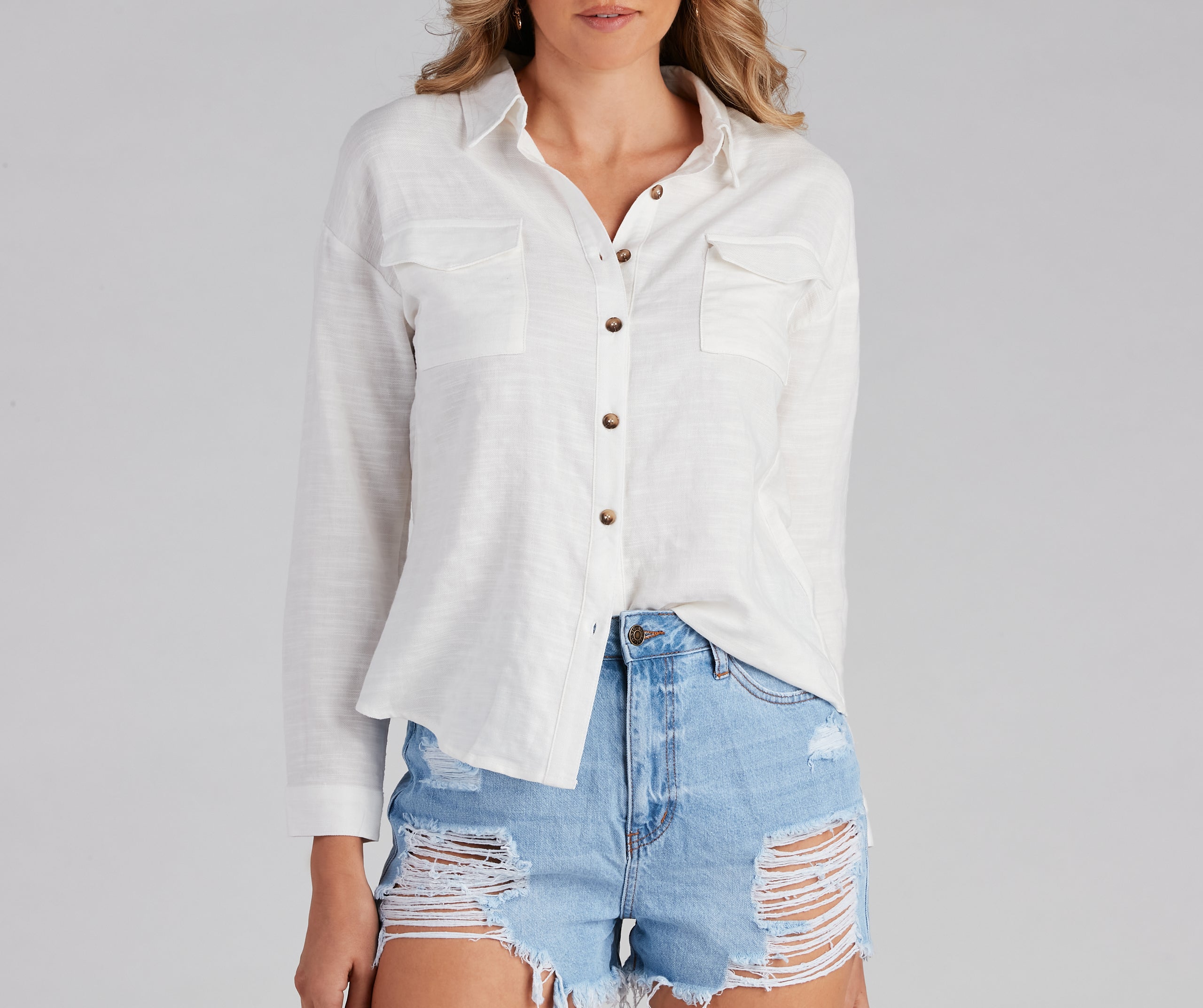 Beach Side Button-Front Linen Shirt