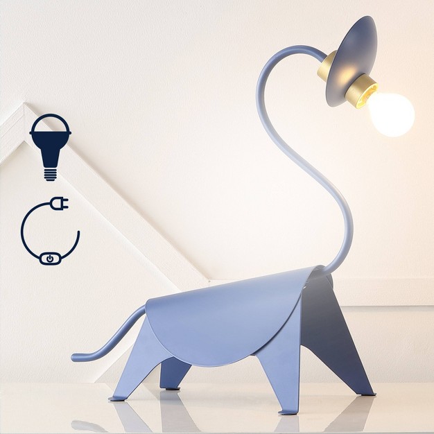 Bradley Modern Industrial Iron Brachiosaurus Kids x27 Lamp includes Led Light Bulb Blue Jonathan Y