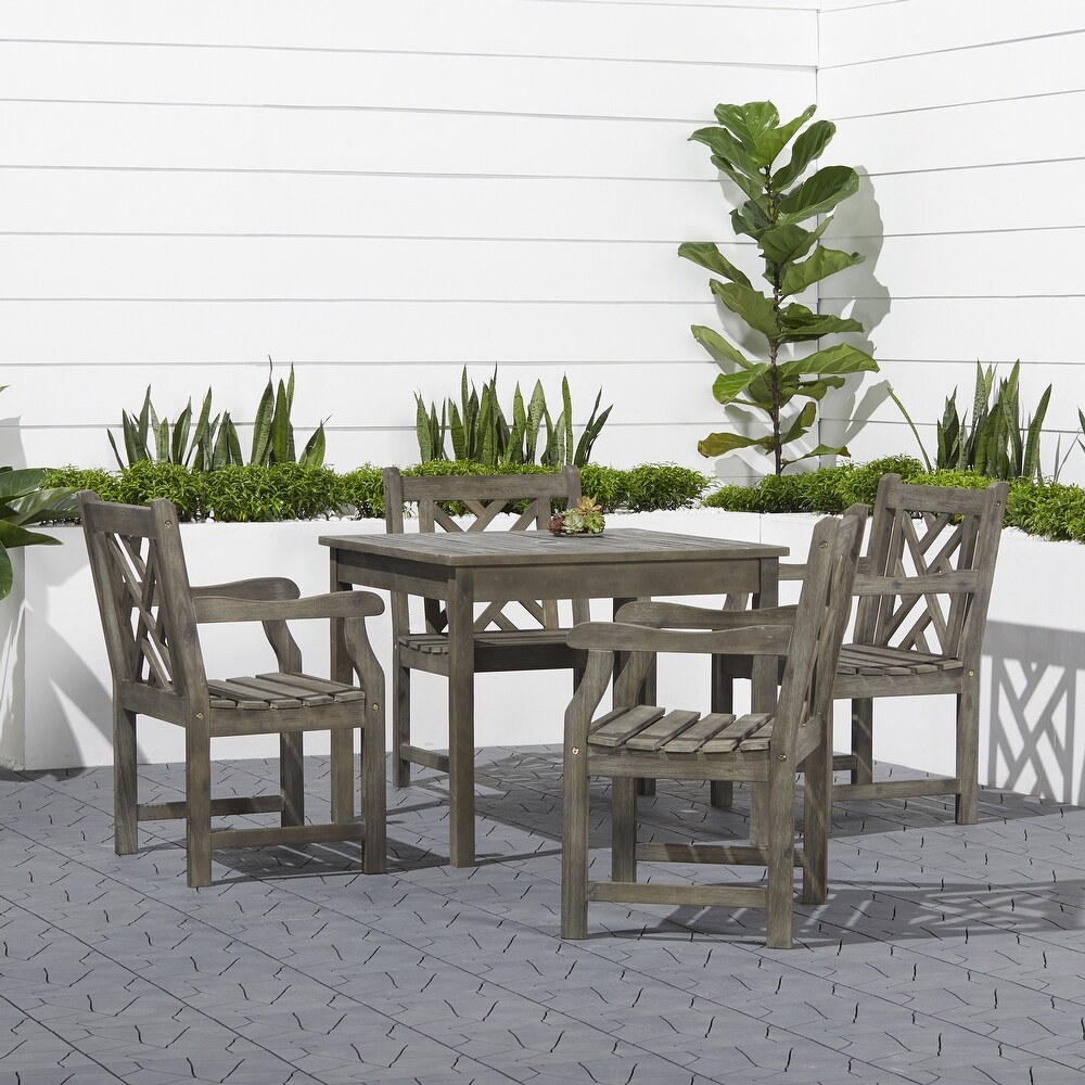 Monarda Outdoor 5 piece Wood Patio Stacking Table Dining Set