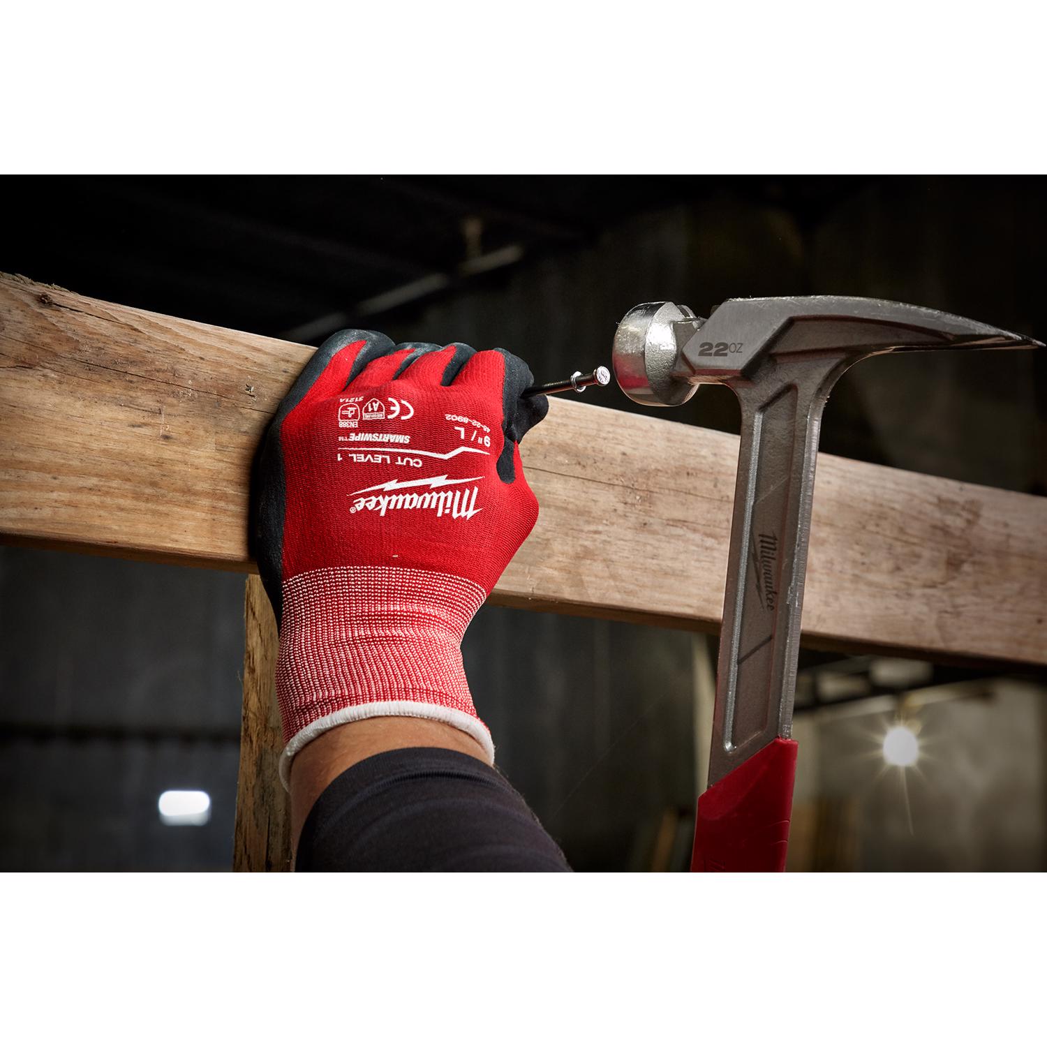 MW Unisex Indoor/Outdoor Work Dipped Gloves Black/Red M 1 pk