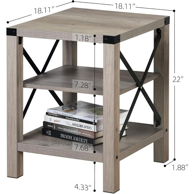 Trinity Set Of 2 Modern Farmhouse Metal X Side Table 18 Inch Gray