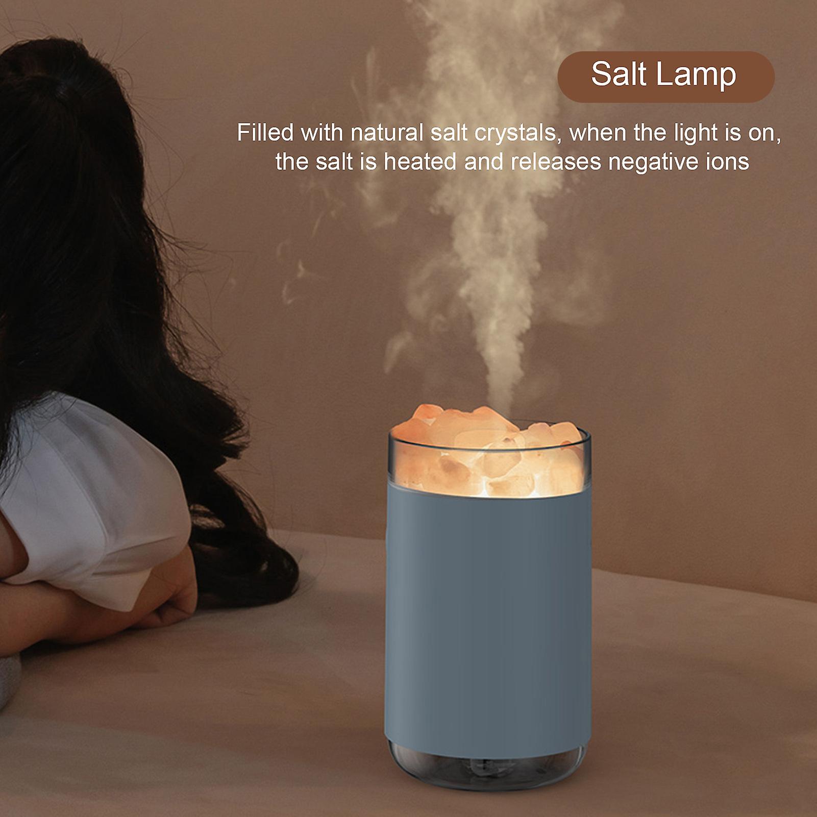 Blue 3 In 1 Aroma Diffuser Humidifier With Salt Lamp 6 Colors Changing Leds Night Light 260ml Usb Powered Air Purifier For Home Office