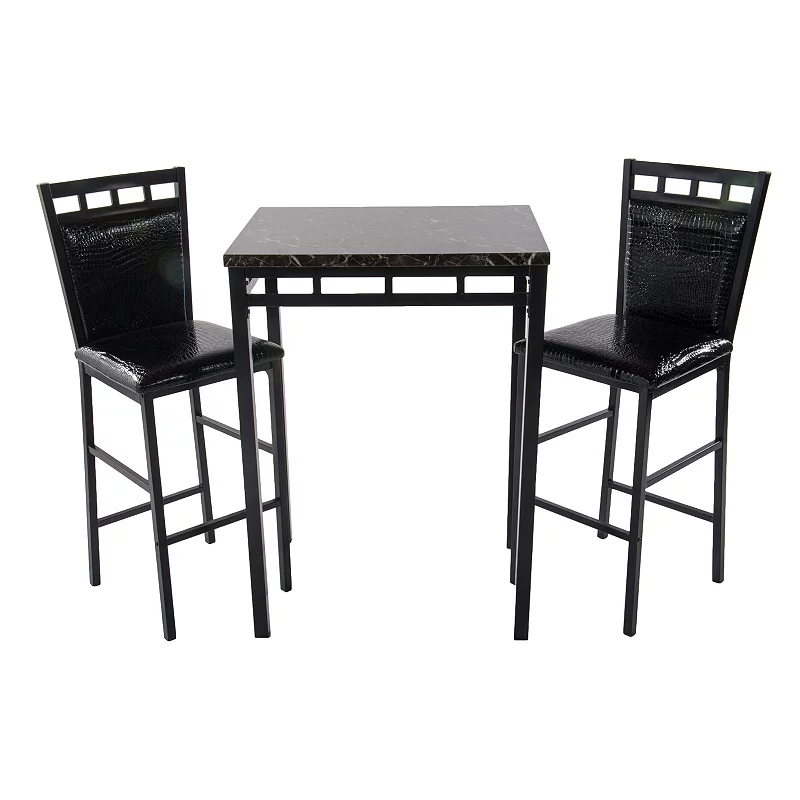 Home Source Amber Bistro Table and Counter Stool 3-piece Set