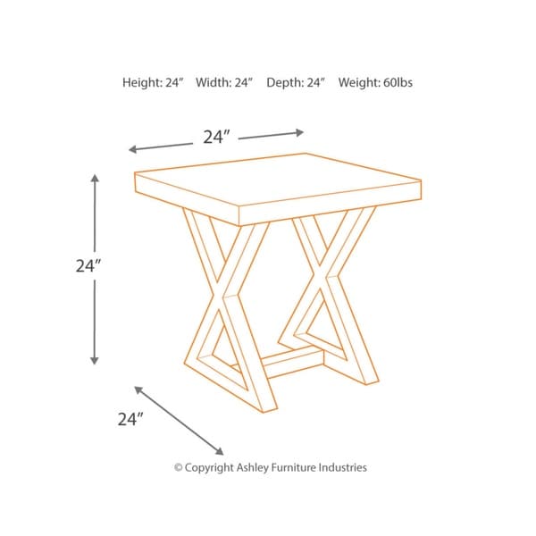 Signature Design by Ashley， Wesling Casual Light Brown End Table