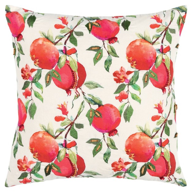 Oversize Botanical Pomegranate Square Throw Pillow Cover Rizzy Home