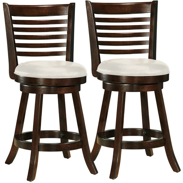 CorLiving Counter Barstool with White Leatherette Seat (Set of 2)