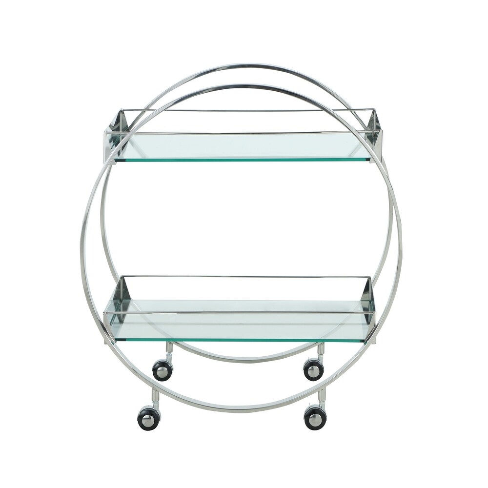 Somette Contemporary Circular Tea Cart with Glass Shelves